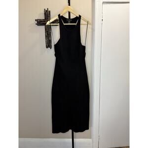 House of Harlow 1960 Womens Dress Medium Black Midi Bodycon Ribbed Thick Knit